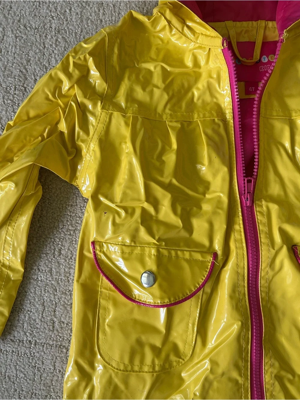 Y2K yellow girls rain jacket 4T